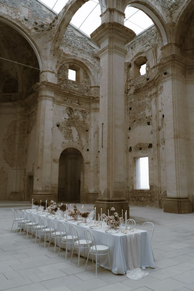 Italy - Historic Ruins, Minimalist Wedding Reception