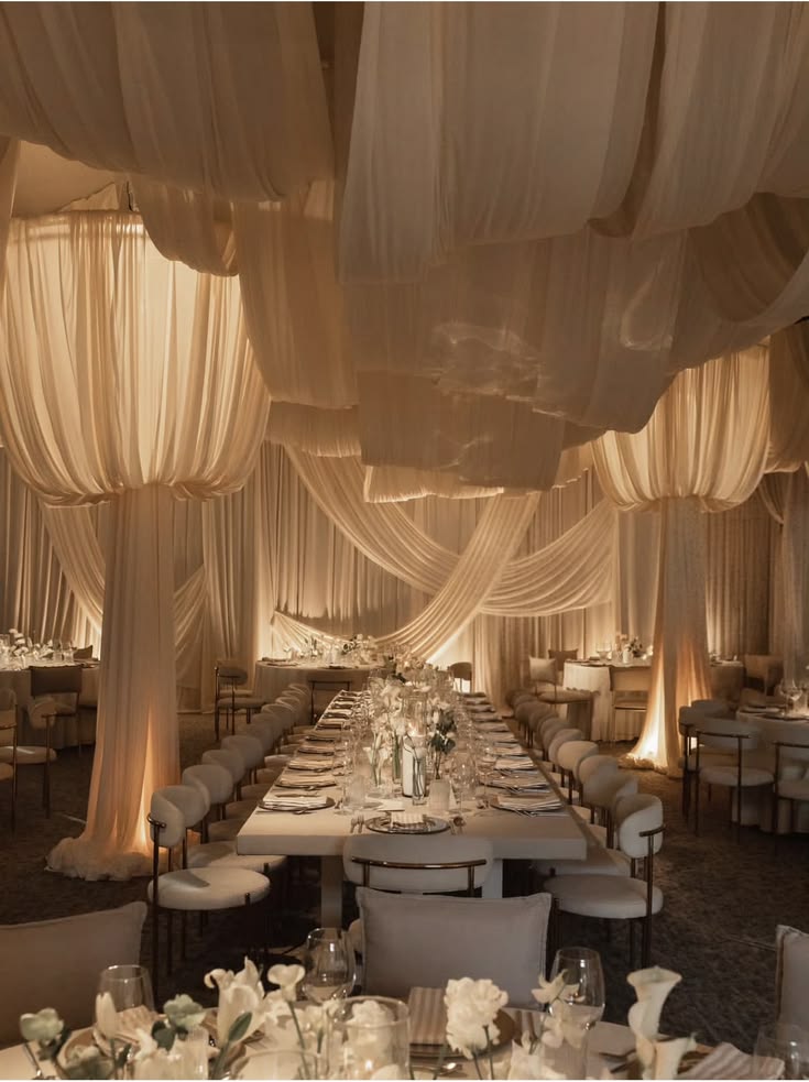 Indoor / Draped Reception — Soft Architectural Luxury