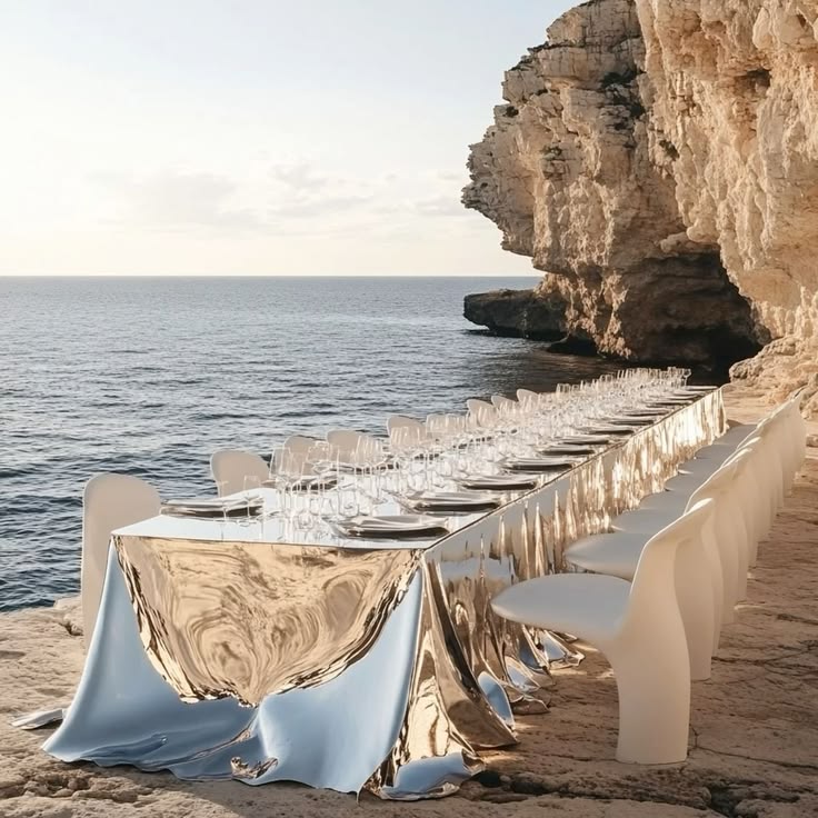 Mediterranean Cliffside — Reflective Modern Tablescape