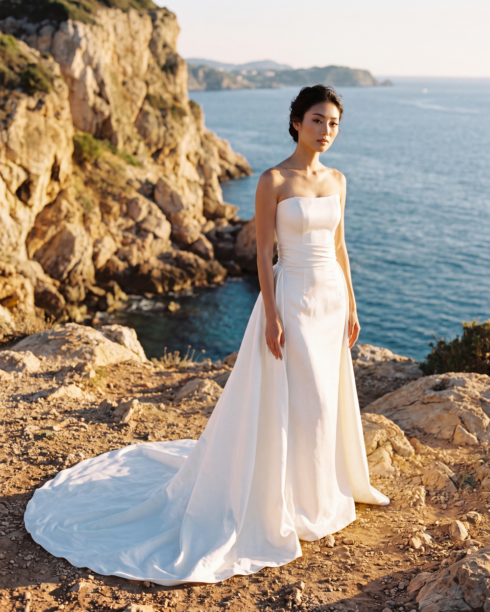 Satin Sash Detachable Train